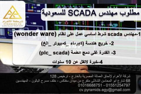 #مطلوب_مهندس_SCADA_خبرة_فىwondweware _للسعودية