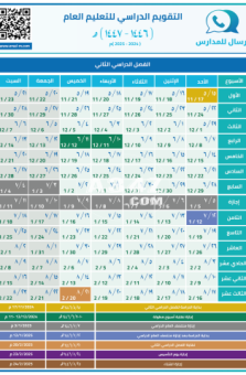 التقويم الدراسي للتعليم العام 1446ه‍